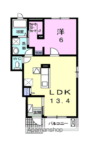 リジエール・フォレⅠ(1LDK/1階)の間取り写真
