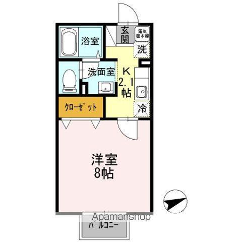 花の木スプリング(1K/1階)の間取り写真