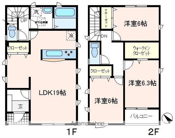 西武鉄道新宿線 狭山市駅 徒歩9分 2階建 築10年(3LDK)の間取り写真
