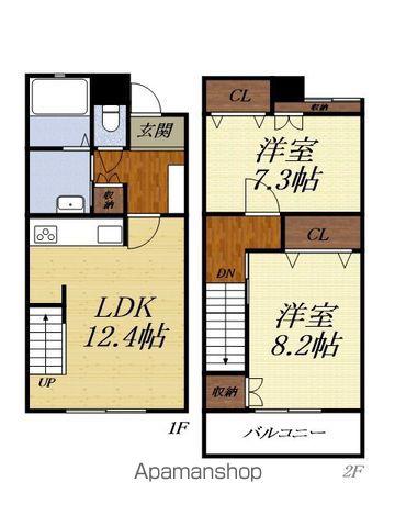 ヴェルチュ金山(2LDK/1階)の間取り写真