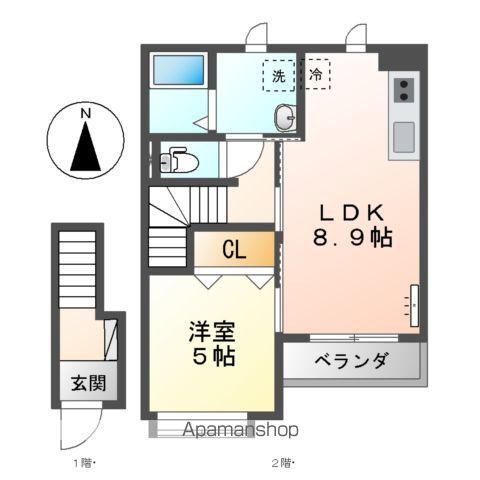 セイリング ONE(1LDK/2階)の間取り写真
