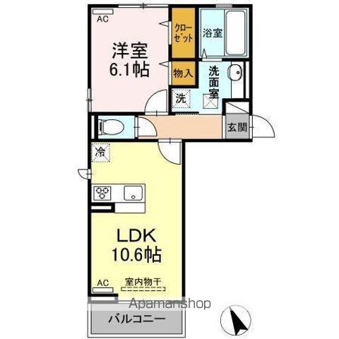 アンベル徳山(1LDK/1階)の間取り写真