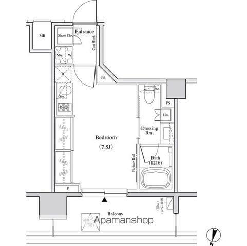 ザ・パークハビオ代々木(ワンルーム/5階)の間取り写真