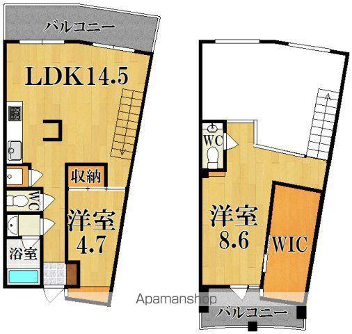 近鉄難波・奈良線 学園前駅(奈良) バス乗車時間:12分 東登美ヶ丘一丁目バス停で下車 徒歩2分 3階建 築25年(2LDK/1階)の間取り写真