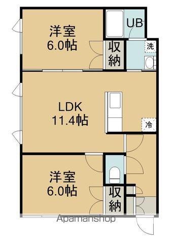 サンオージェB(2LDK/1階)の間取り写真