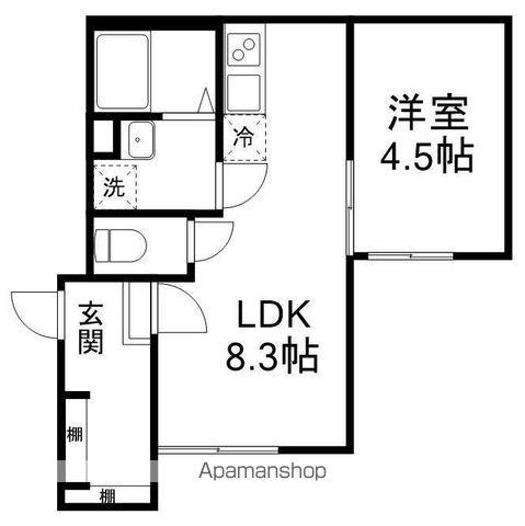 COPPER HOUSE(1LDK/1階)の間取り写真