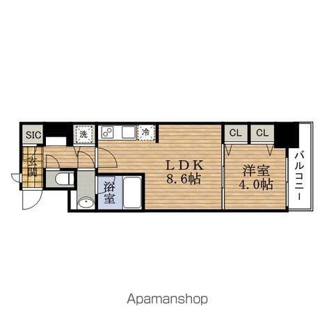 スプランディッドYODOYABASHI DUE(1LDK/6階)の間取り写真