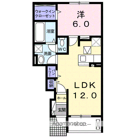 ポルトシャルムⅠ(1LDK/1階)の間取り写真