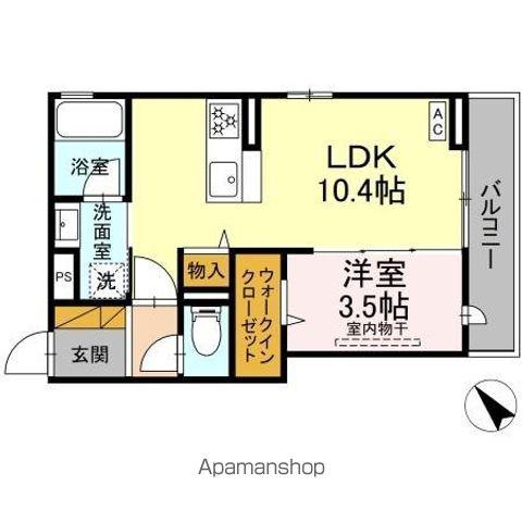 アップルベリーフィールズ(1LDK/2階)の間取り写真