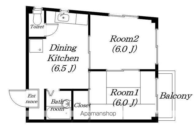 ミヤハイツ林田(2DK/2階)の間取り写真