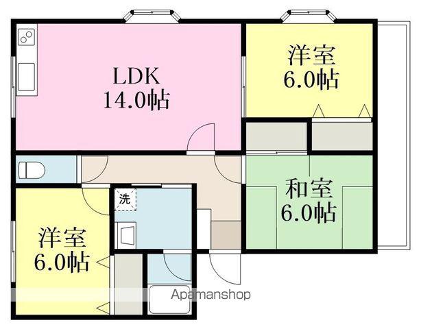 スプリエ道後(3LDK/3階)の間取り写真