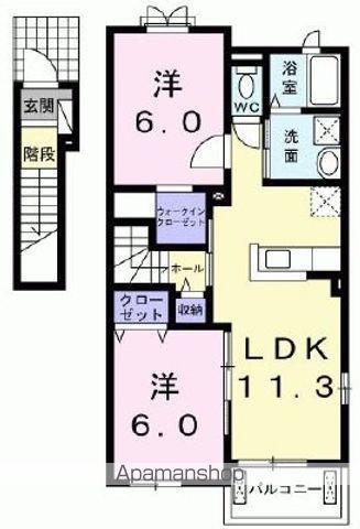 シャインガーデン(2LDK/2階)の間取り写真