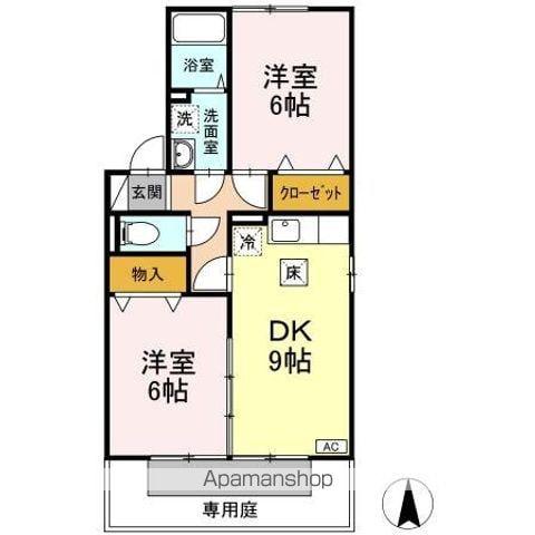 サニーハイツ B棟(2DK/1階)の間取り写真