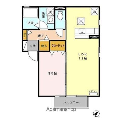 アミティア船原(1LDK/1階)の間取り写真