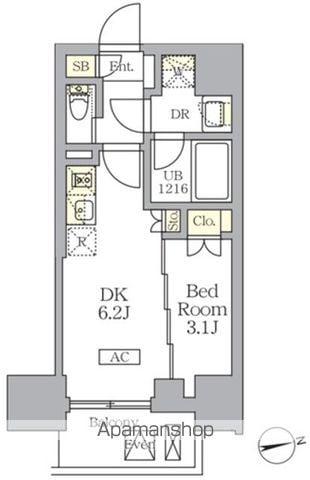 ザ・ライオンズフォーシア文京湯島(1DK/2階)の間取り写真