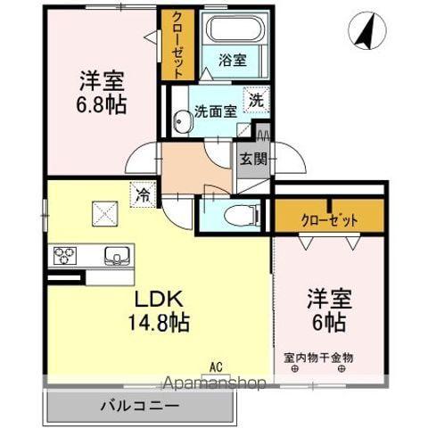 マルベルN(2LDK/1階)の間取り写真