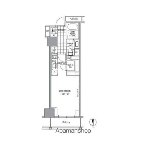 パークハビオ門前仲町(ワンルーム/3階)の間取り写真