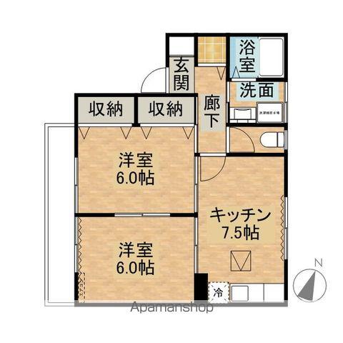 ファミール藤塚ⅡA棟(2DK/2階)の間取り写真