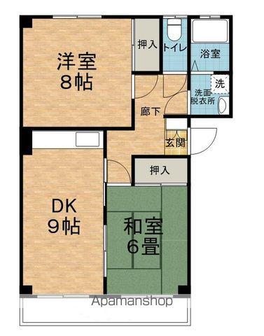 コーポかめや(2DK/2階)の間取り写真