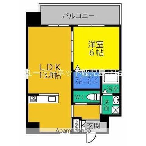サムティ鹿児島駅前ベイサイドⅡ(1LDK/2階)の間取り写真