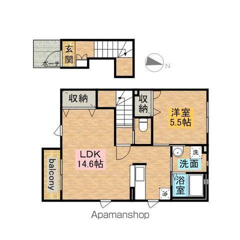 プライムタイムⅤ(1LDK/2階)の間取り写真