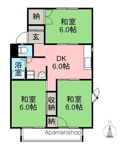 ニューバース(3DK/2階)の間取り写真