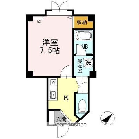 ウエルネス万代(1K/2階)の間取り写真
