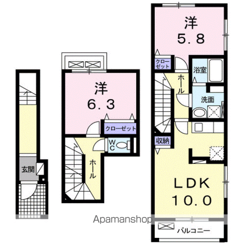 エレガントヴィエⅧ(2LDK/2階)の間取り写真
