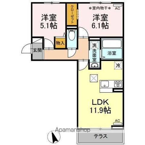 ソレイユ A(2LDK/1階)の間取り写真