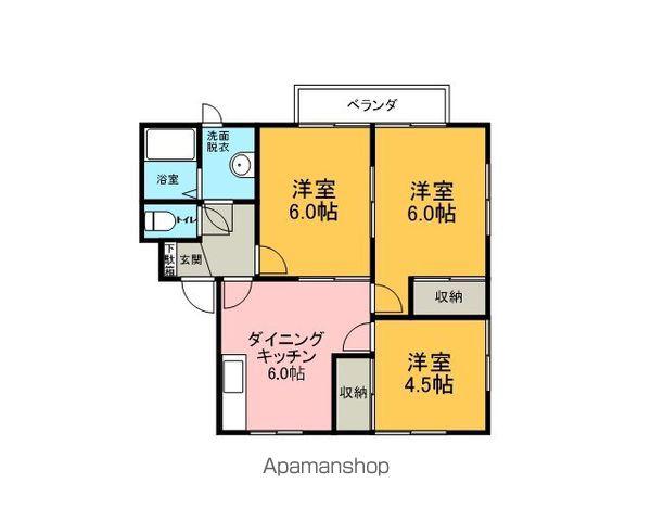 サンコーポムD(3DK/1階)の間取り写真