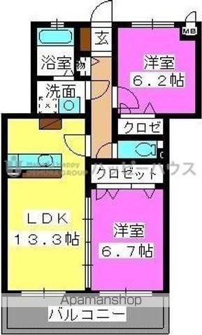 ソレーユ(2LDK/3階)の間取り写真