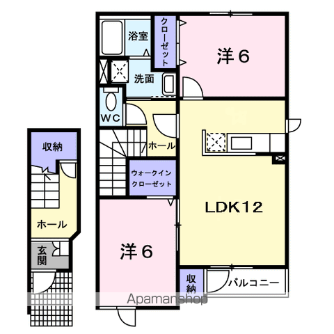 ボヌールⅡ(2LDK/2階)の間取り写真