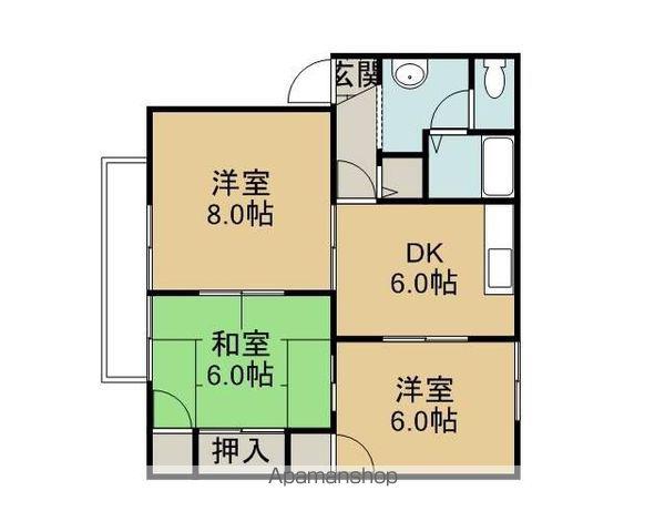 バンビーノ(3DK/1階)の間取り写真