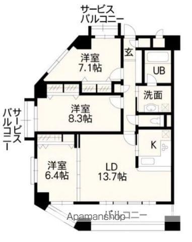 ホワイトステージ城西(3LDK/6階)の間取り写真
