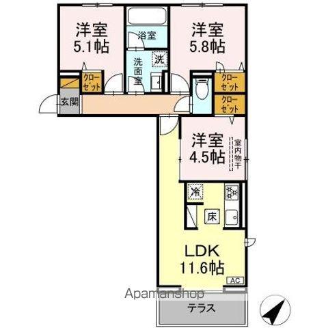 ハイクレスト(3LDK/1階)の間取り写真