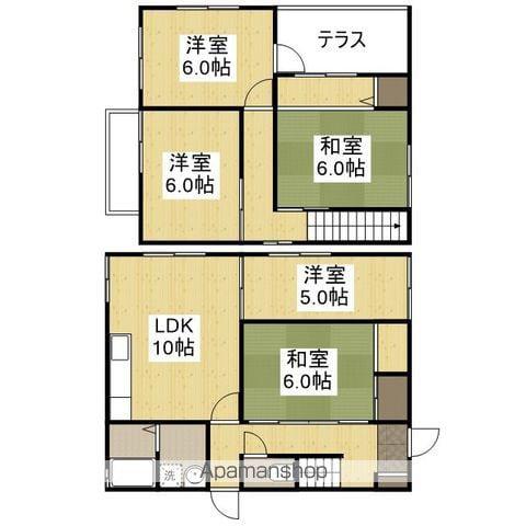山陽本線 姫路駅 バス乗車時間:20分 四件屋バスバス停で下車 徒歩6分 2階建 築52年(5DK)の間取り写真
