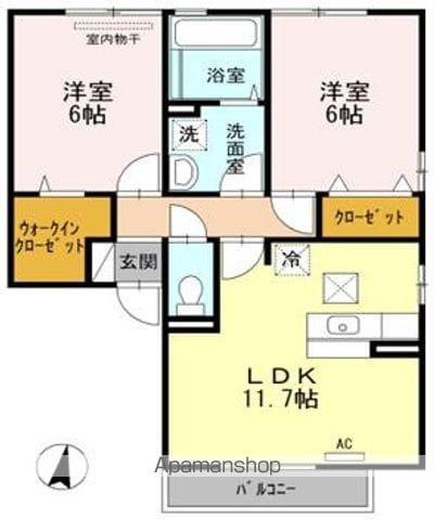 グランデージLISA(2LDK/1階)の間取り写真