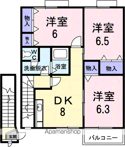 エモーション-21(3DK/2階)の間取り写真