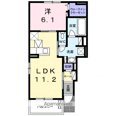 東北本線 鹿島台駅 徒歩24分 2階建 築10年(1LDK/1階)の間取り写真