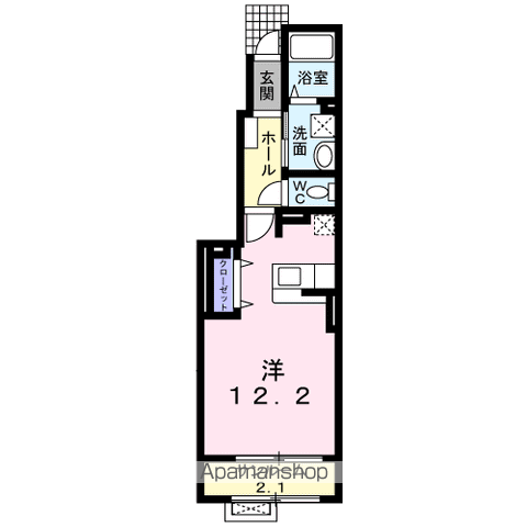 グリーンビレッジⅣ(ワンルーム/1階)の間取り写真