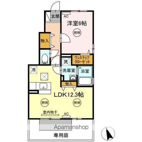 ORGE A・B棟(1LDK/1階)の間取り写真