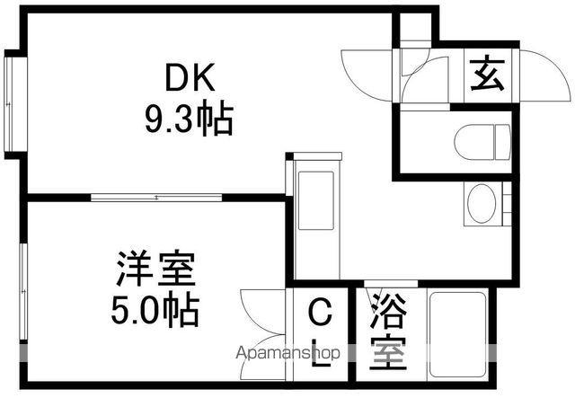 ロイヤルミレイⅡ(1DK/3階)の間取り写真