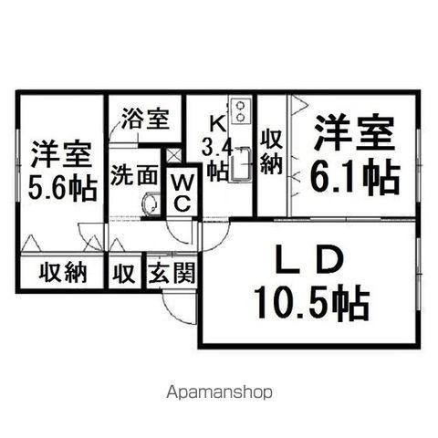 AP優福エターナル(2LDK/1階)の間取り写真