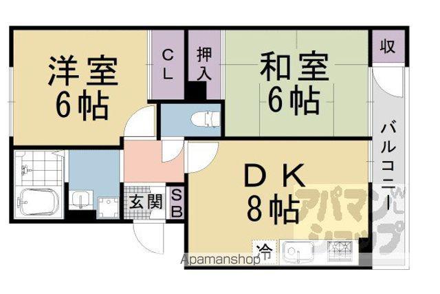 シャトレーヌ桂(2LDK/2階)の間取り写真