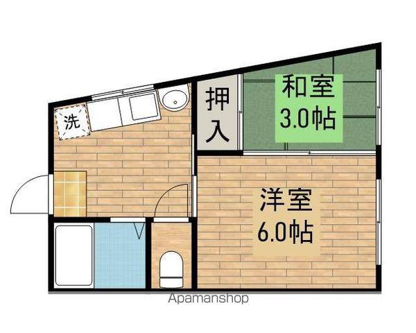 向陵西マンション(2K/4階)の間取り写真