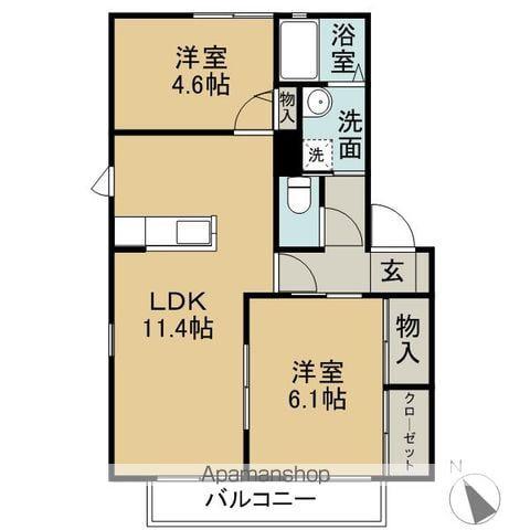 PATIO泉(2LDK/2階)の間取り写真
