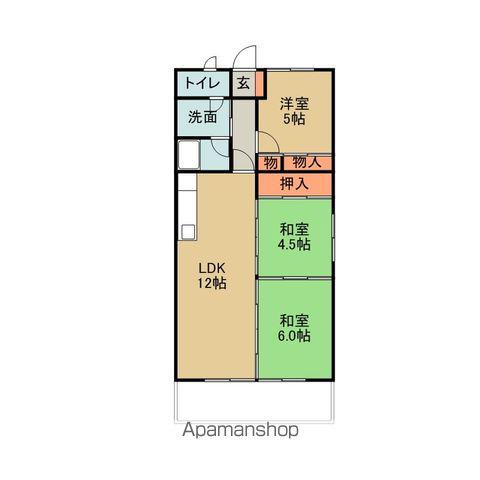 美笠レジデンス(3LDK/3階)の間取り写真