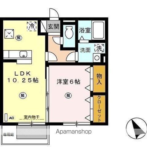 ロイヤルタウンおがせA棟(1LDK/1階)の間取り写真