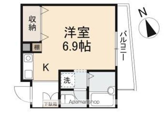 シュクレ藤塚(1K/2階)の間取り写真