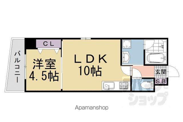 グラシアス城南宮(1LDK/4階)の間取り写真